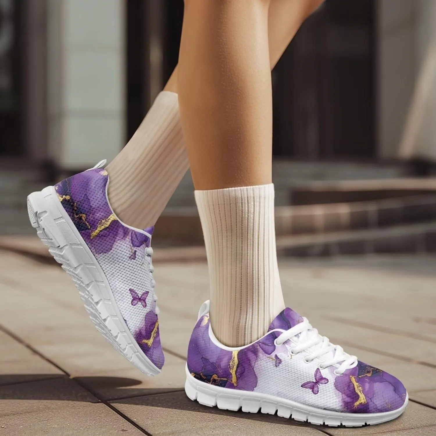 Women's Tennis Workout Sneakers Outdoor Walking Non-Slip Casual Cozy Shoes Lightweight Work Lace-Up Sneaker for Womens US 5-12