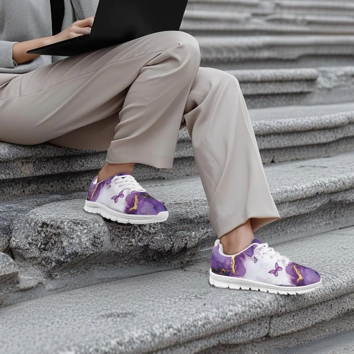 Women's Tennis Workout Sneakers Outdoor Walking Non-Slip Casual Cozy Shoes Lightweight Work Lace-Up Sneaker for Womens US 5-12