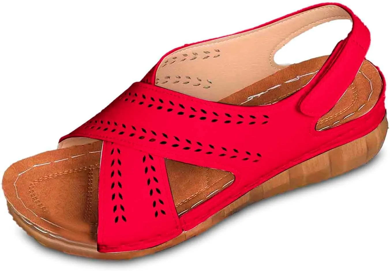 Women's Trendy Sandals Everyday Casual Wear Open Toe Solid Hollow Design Wedge Heel Summer Ladies Season Sandals