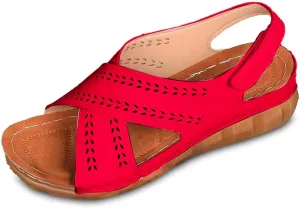 Women's Trendy Sandals Everyday Casual Wear Open Toe Solid Hollow Design Wedge Heel Summer Ladies Season Sandals