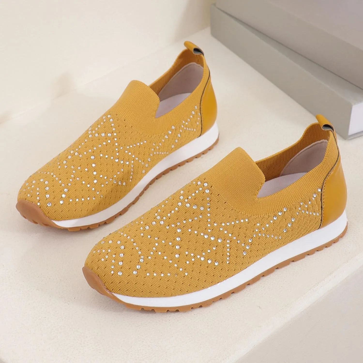 Womens Walking Shoes Slip On Casual Sneakers Breathable Mesh Shoes Casual Comfy for Mens Running