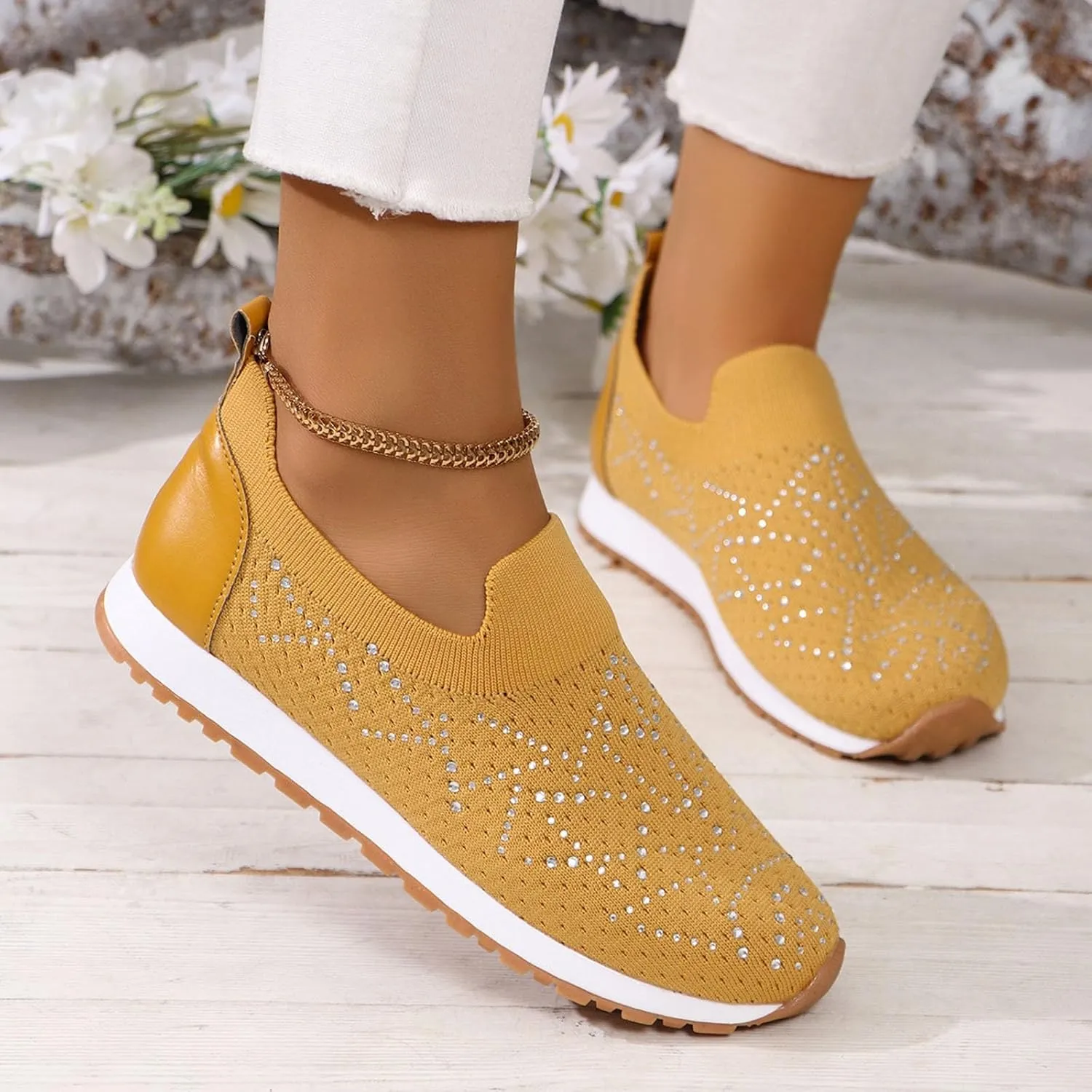 Womens Walking Shoes Slip On Casual Sneakers Breathable Mesh Shoes Casual Comfy for Mens Running