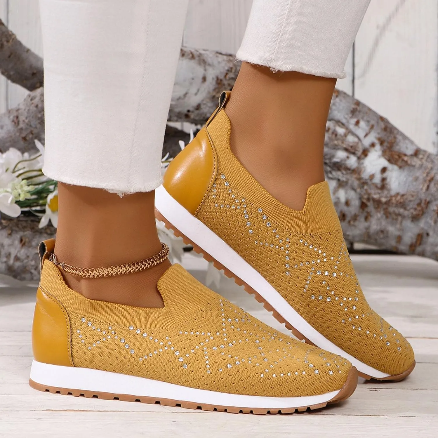 Womens Walking Shoes Slip On Casual Sneakers Breathable Mesh Shoes Casual Comfy for Mens Running
