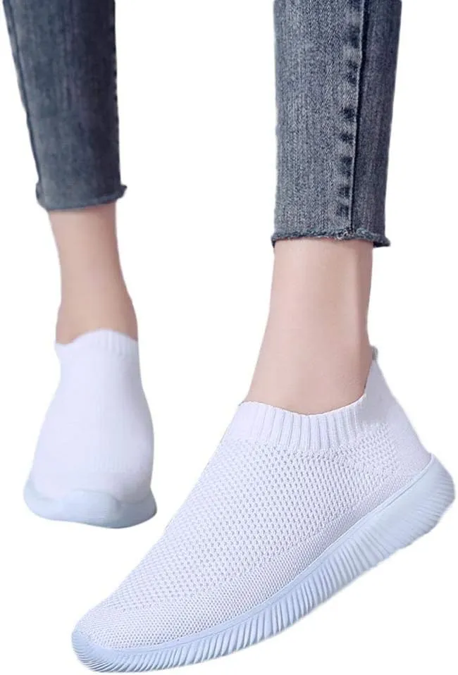 Womens Walking Shoes Sock Casual Ladies Fashion Sneakers Non Slip Work Shoes Women Comfort Casual Shoes for Fall Black Sneakers Red Tennis Shoe Loafers Casual Slip On