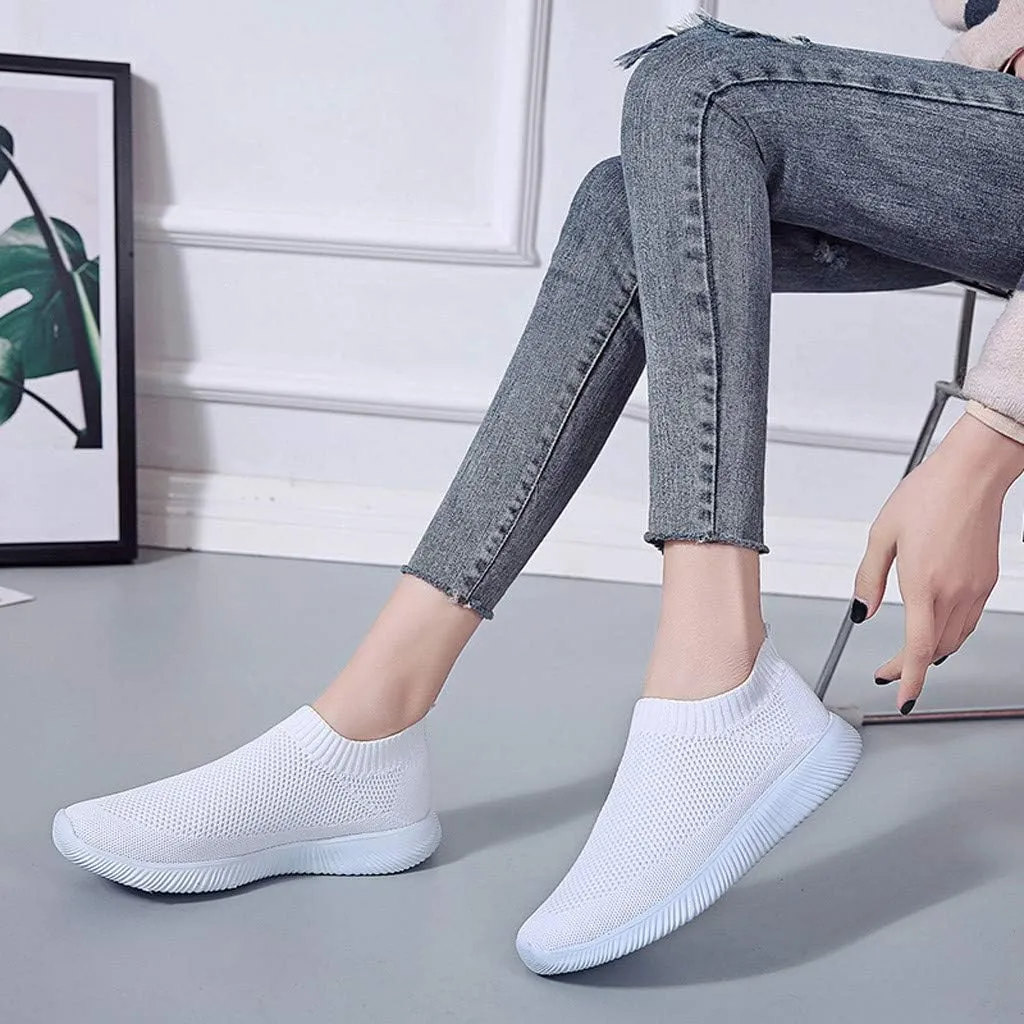 Womens Walking Shoes Sock Casual Ladies Fashion Sneakers Non Slip Work Shoes Women Comfort Casual Shoes for Fall Black Sneakers Red Tennis Shoe Loafers Casual Slip On