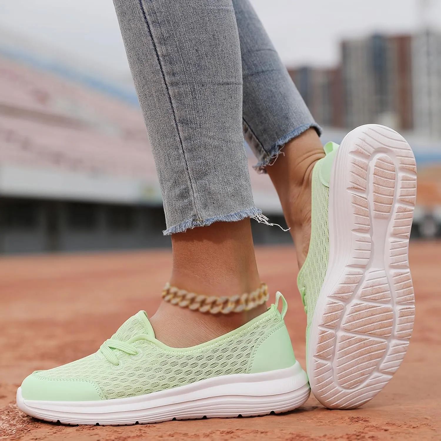 Women's Walking Shoes Soft Sole Mesh Shoe Comfortable Orthopedic Slip-on Breathable Flats Casual Nursing Orthotic Lightweight Shoes Walking Sneaker with Arch Support