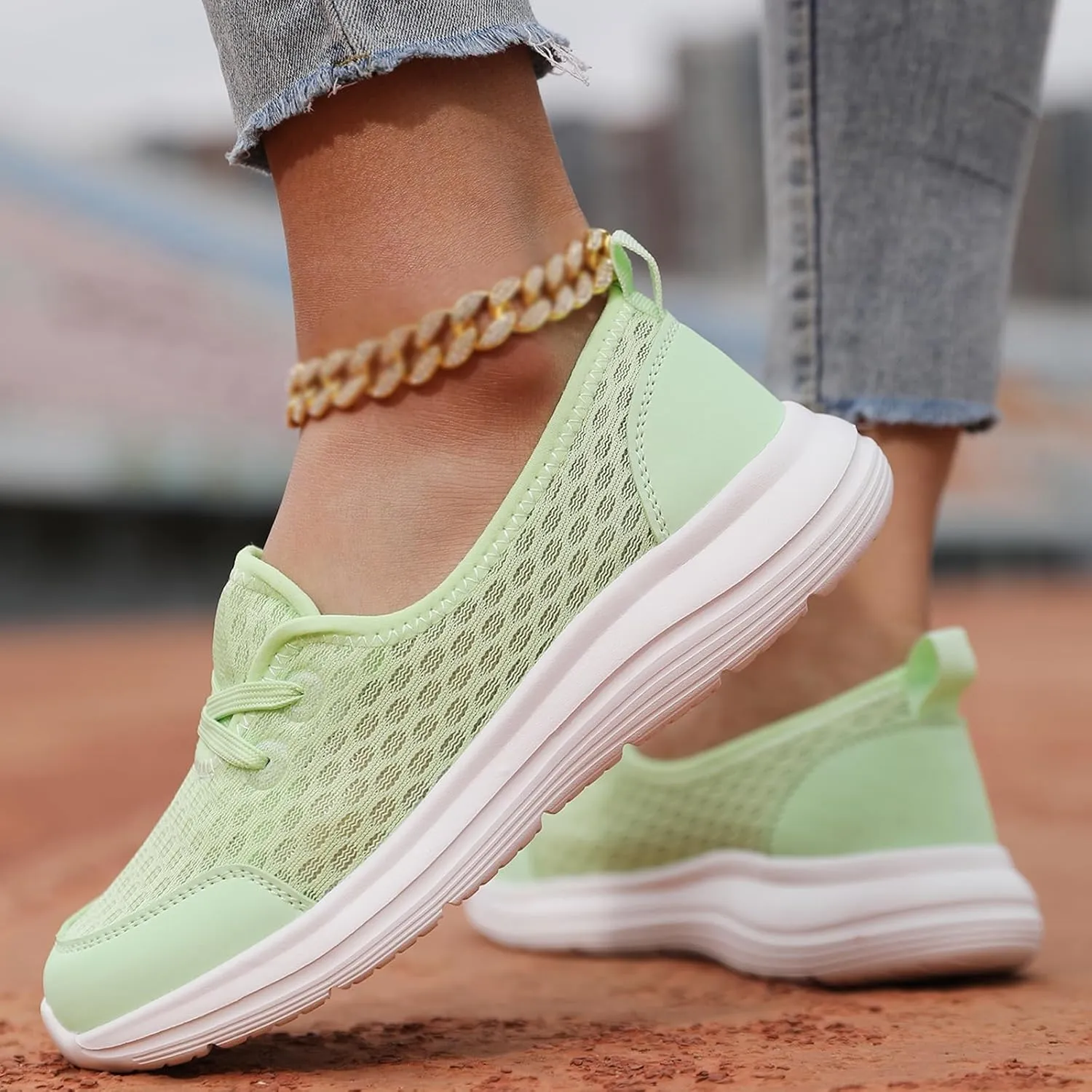 Women's Walking Shoes Soft Sole Mesh Shoe Comfortable Orthopedic Slip-on Breathable Flats Casual Nursing Orthotic Lightweight Shoes Walking Sneaker with Arch Support