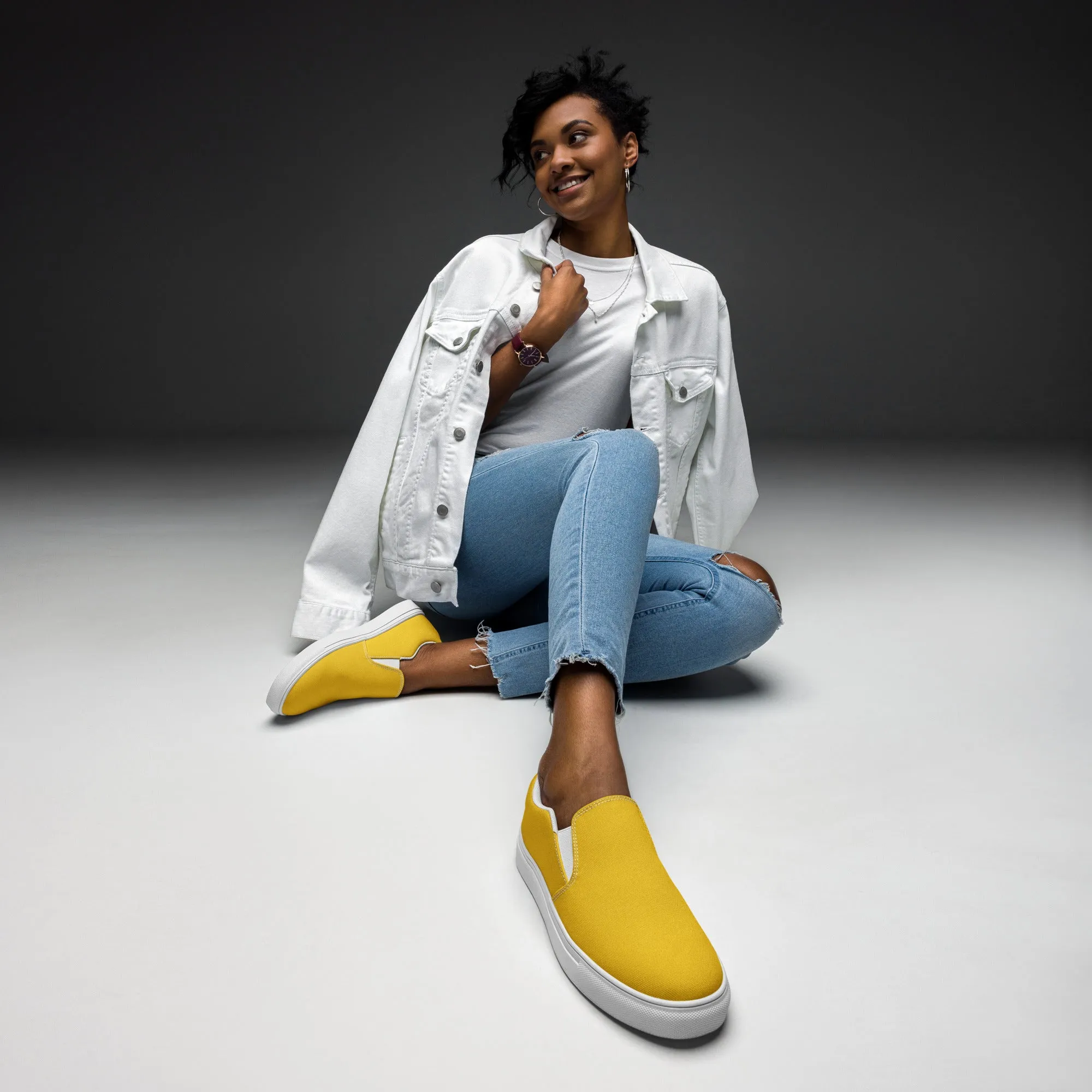 Women’s Warm Yellow slip-on canvas shoes, Canvas summer shoes