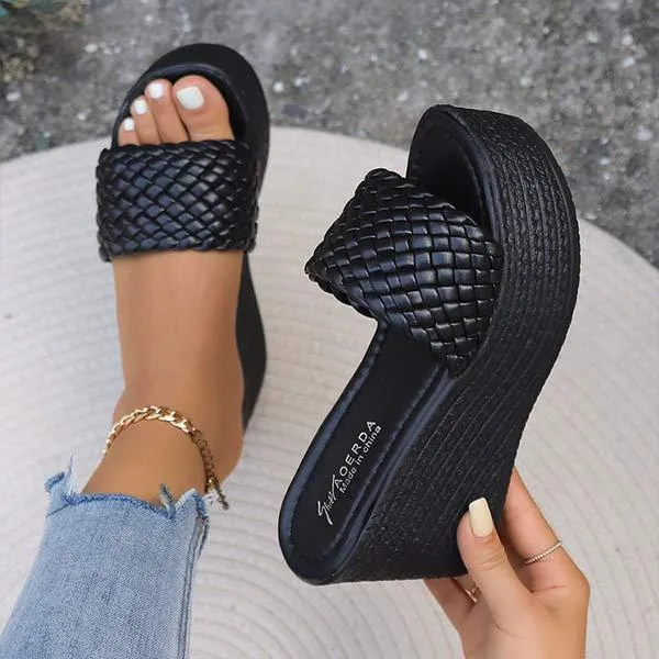 Women's Wedge Heel Fish Mouth Thick Sole Slippers 62833038C