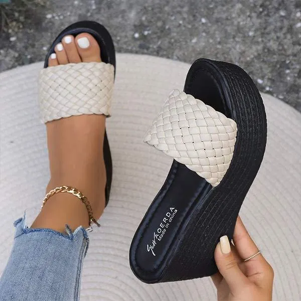 Women's Wedge Heel Fish Mouth Thick Sole Slippers 62833038C