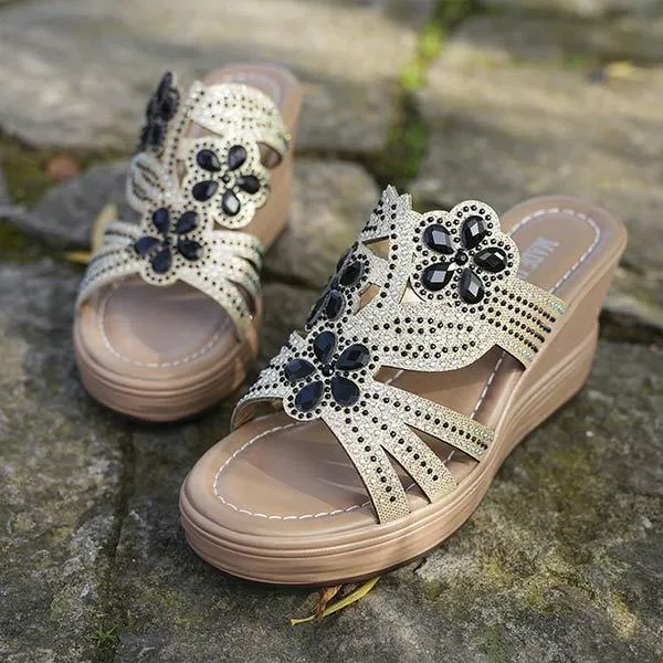 Women's Wedge Heel Rhinestone Sandals 72301271C