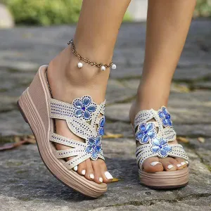 Women's Wedge Heel Rhinestone Sandals 72301271C