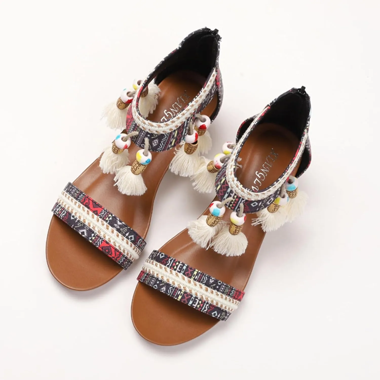 Women's White Sandals, Summer Mules, Comfortable, Roman Trendy Beach Comfortable Elegant Sandals with Rhinestones, Shoes, Wedge Heel