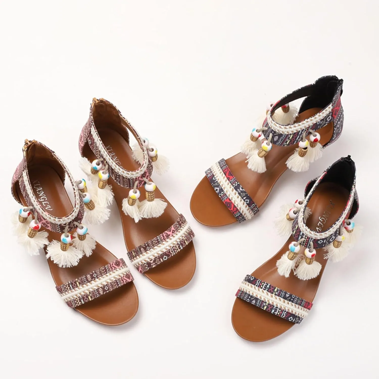 Women's White Sandals, Summer Mules, Comfortable, Roman Trendy Beach Comfortable Elegant Sandals with Rhinestones, Shoes, Wedge Heel