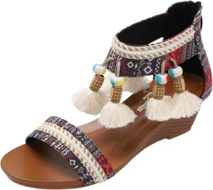 Women's White Sandals, Summer Mules, Comfortable, Roman Trendy Beach Comfortable Elegant Sandals with Rhinestones, Shoes, Wedge Heel