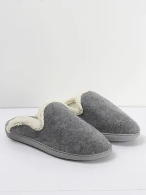 Women's Wool Inside Plain Slippers,Grey