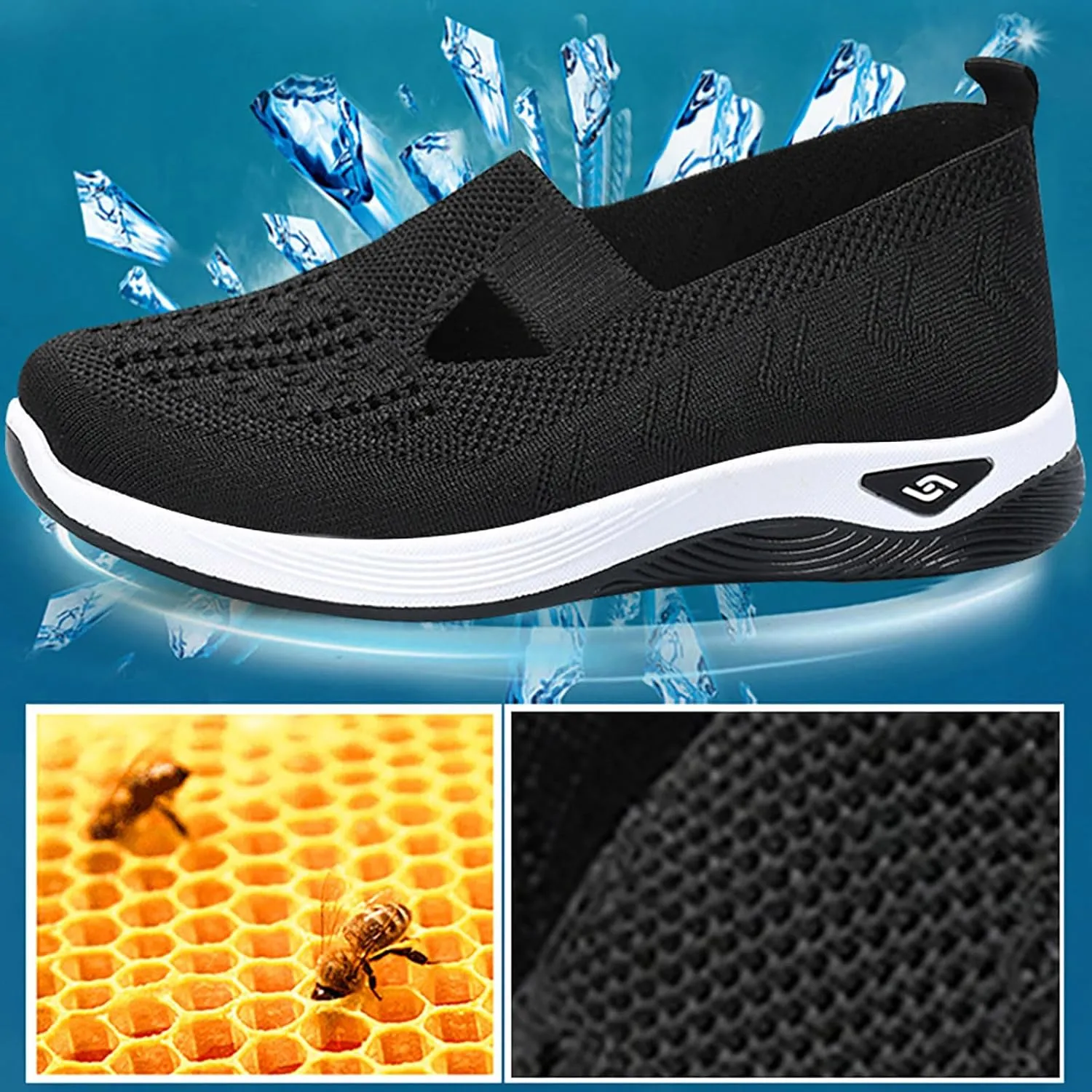Women's Woven Orthopedic Breathable Soft Walking Running Shoes for Men Wide Feet Men's Shoes Casual Slip On Sneakers Black Tennis Shoe Loafers Shoe