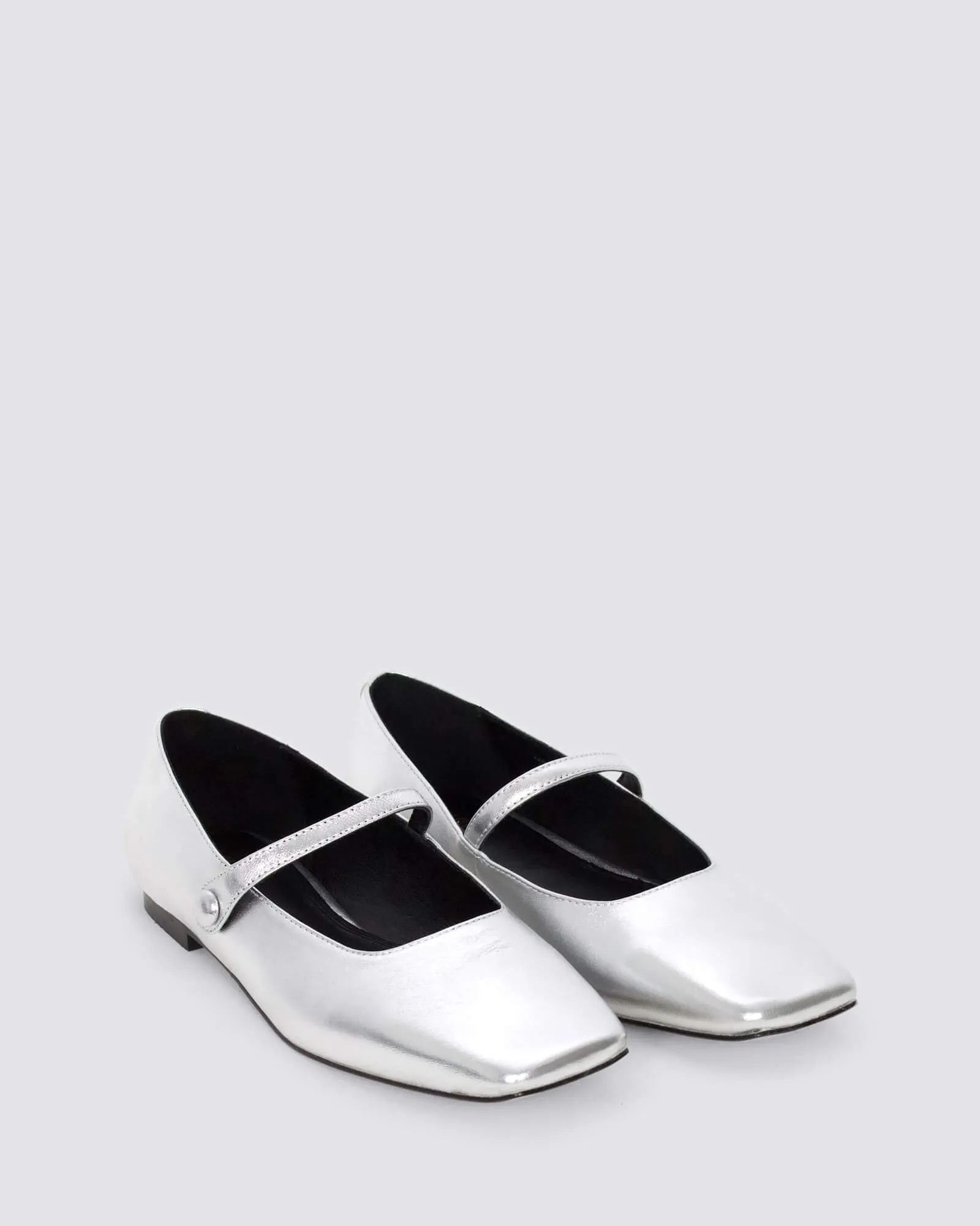 XANDRIA BALLET FLATS SILVER METALLIC LEATHER
