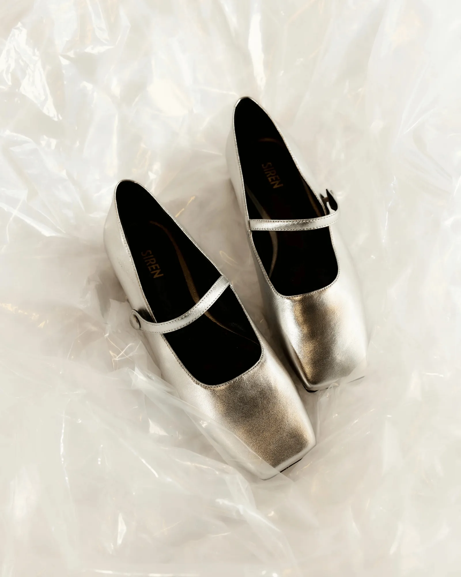 XANDRIA BALLET FLATS SILVER METALLIC LEATHER