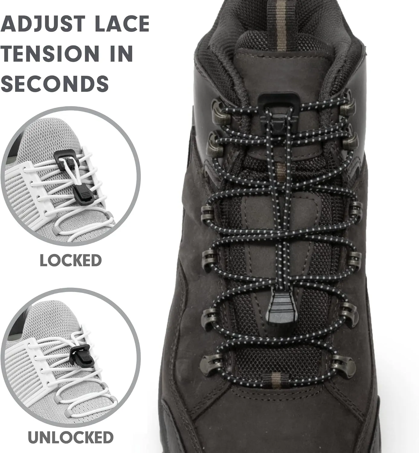 Xpand No Tie Elastic Boot Laces. Hi-Vis Reflective Shoelaces. Ultra Durable for Hiking, Triathletes and Crossfit