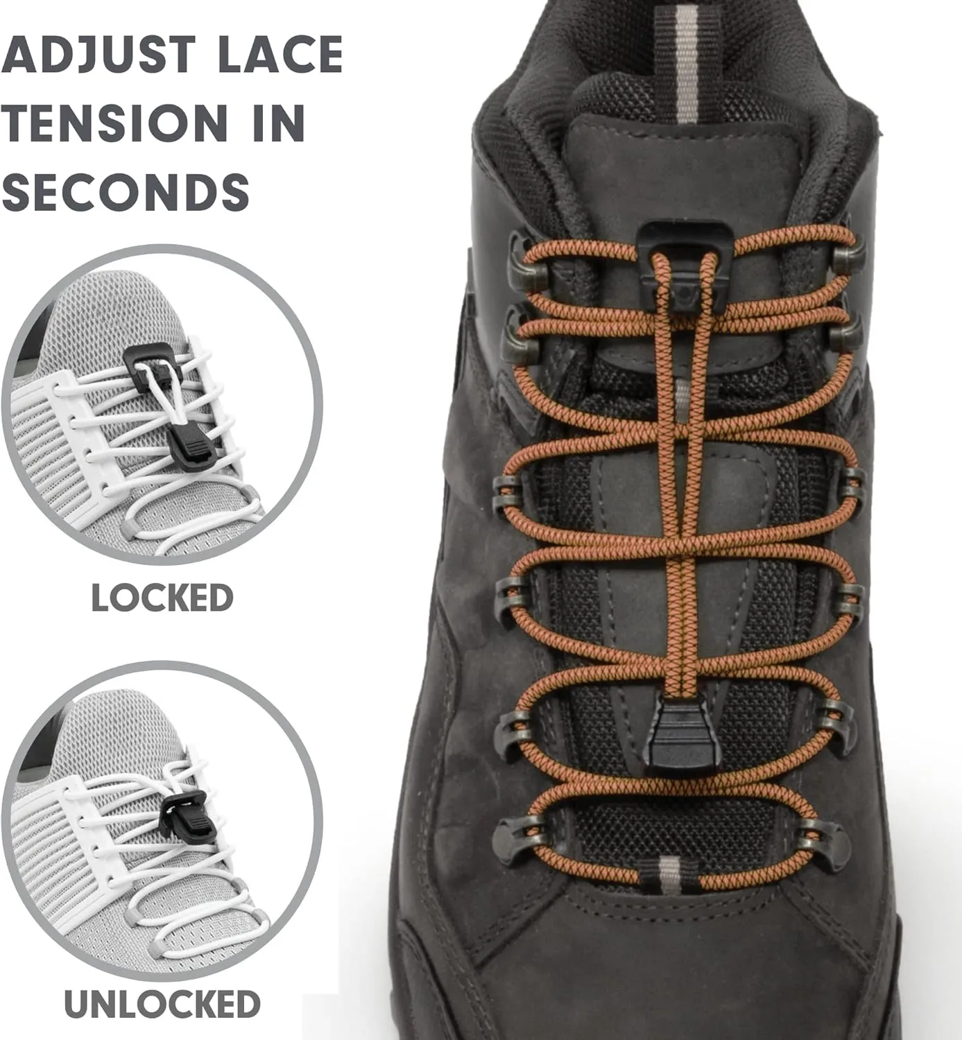 Xpand No Tie Elastic Boot Laces. Hi-Vis Reflective Shoelaces. Ultra Durable for Hiking, Triathletes and Crossfit