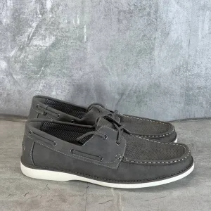XRAY Men's Gray Perforated Faux-Leather Zahav Lace-Up Boat Shoes SZ 8.5